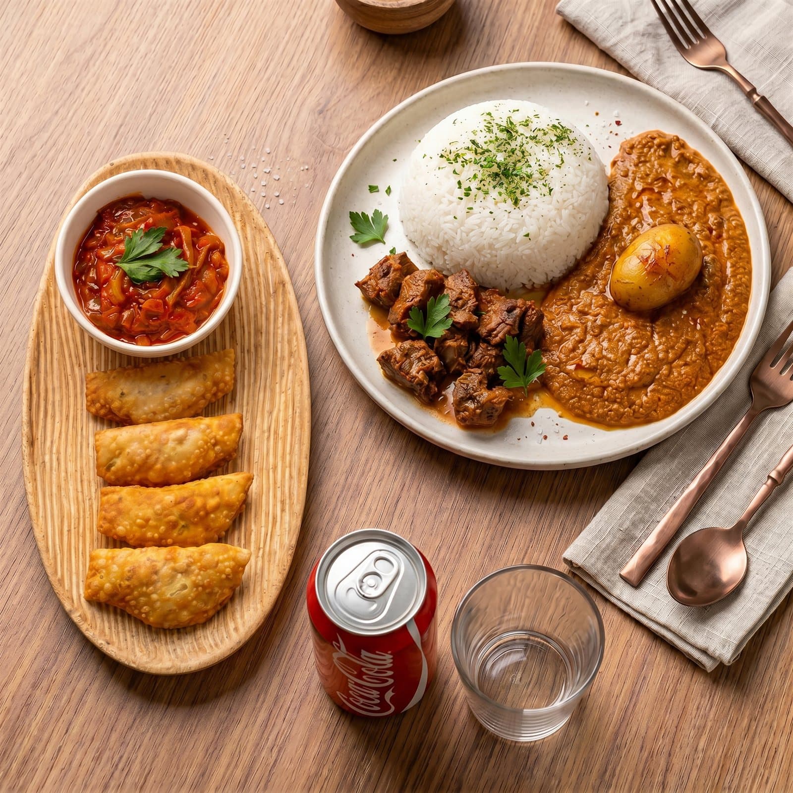 Menu 2 — pastels, plat senegalais et canette